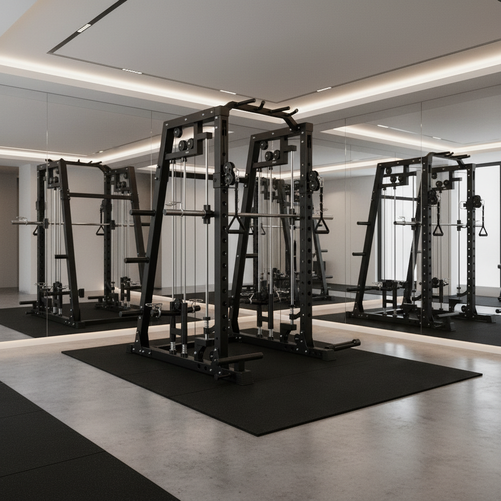 Smith Machine Home Gym, 2200LB Power Cage with Dual Pulley Cable Systems, LAT Pull-Down, Leg Hold-Down & 20+ Attachments for Full Body Workouts