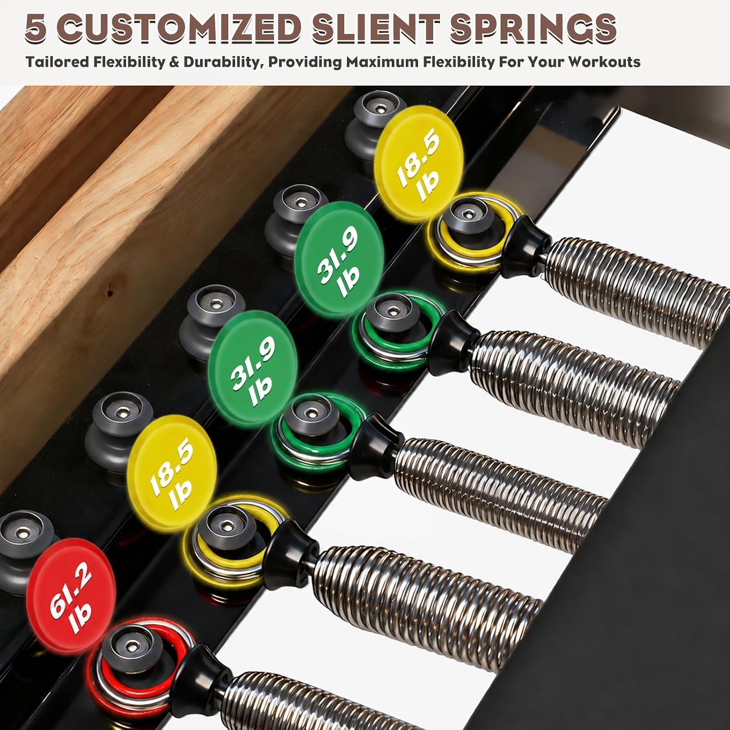 94.5"Pilates Reformer, Wooden Foldable Reformer Pilates Machine with Springs, Quick-Assembly Studio Grade Pilates Reformer Machine, Pilates Equipment with Sitting Box, Jump Board for Home Use & Studio