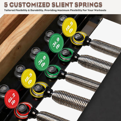 94.5"Pilates Reformer, Wooden Foldable Reformer Pilates Machine with Springs, Quick-Assembly Studio Grade Pilates Reformer Machine, Pilates Equipment with Sitting Box, Jump Board for Home Use & Studio