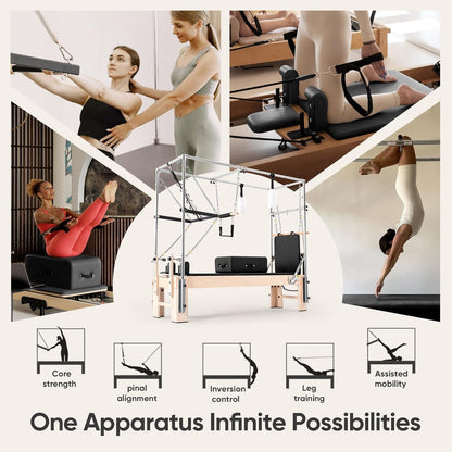 Pilates Reformer Kit, Deluxe Premium Maple Machine with Reformer Box, Jump Board & Adjustable Resistance, Smooth Glide for Home or Studio