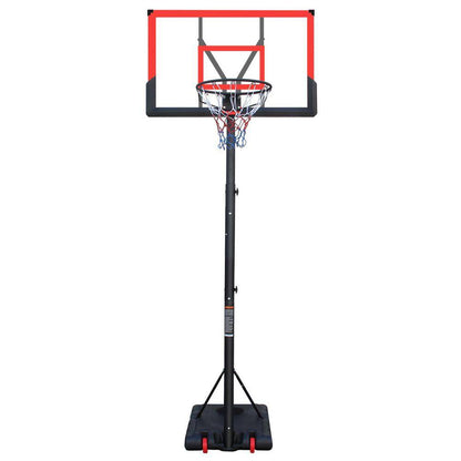 5.7 Ft.-10 Ft. Red Basketball Hoop Basketball System with Adjustable Height and Wheels