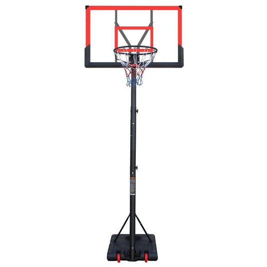 5.7 Ft.-10 Ft. Red Basketball Hoop Basketball System with Adjustable Height and Wheels
