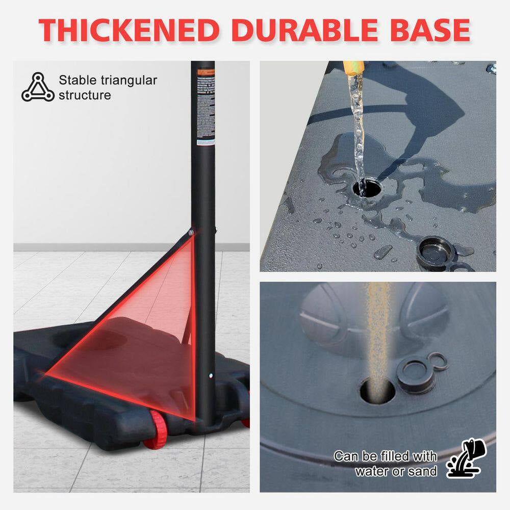 5.7 Ft.-10 Ft. Red Basketball Hoop Basketball System with Adjustable Height and Wheels