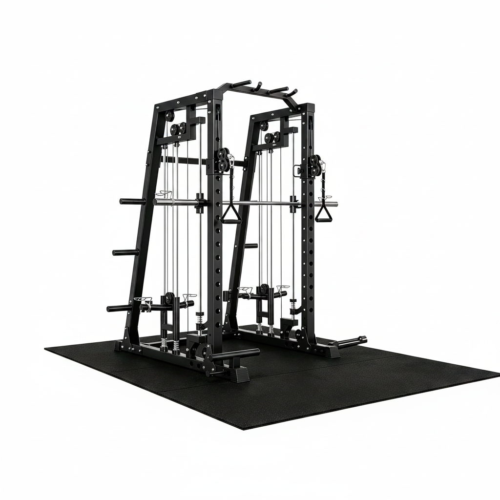 Smith Machine Home Gym, 2200LB Power Cage with Dual Pulley Cable Systems, LAT Pull-Down, Leg Hold-Down & 20+ Attachments for Full Body Workouts
