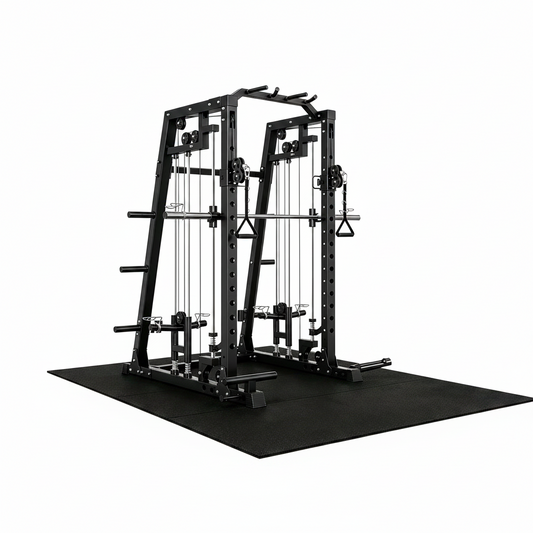 Smith Machine Home Gym, 2200LB Power Cage with Dual Pulley Cable Systems, LAT Pull-Down, Leg Hold-Down & 20+ Attachments for Full Body Workouts